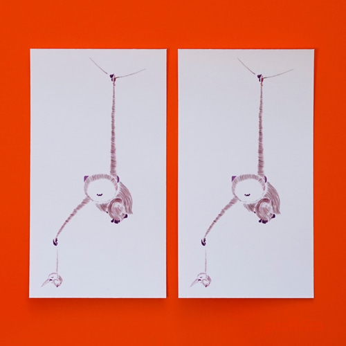 マグネットシール 伊藤若冲「猿猴捕月図」猿（2枚セット） シール