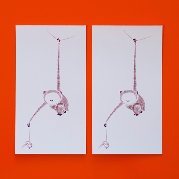 マグネットシール 伊藤若冲「猿猴捕月図」猿（2枚セット