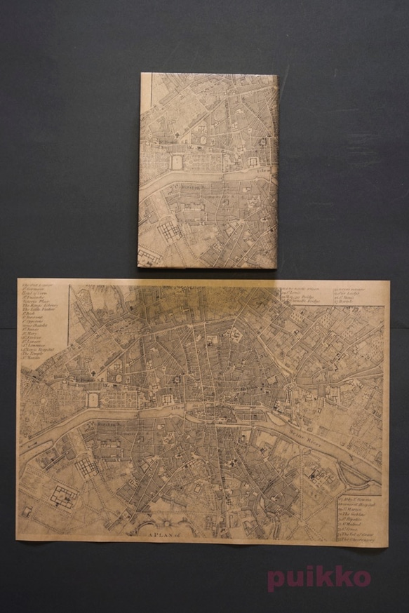 紙製ブックカバー　パリ古地図 2枚目の画像