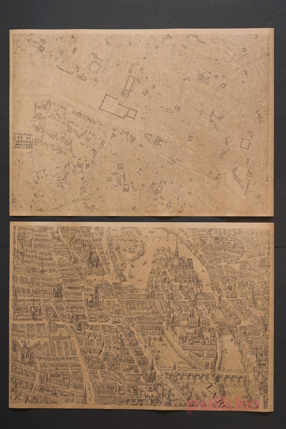 紙製ブックカバー　パリ古地図 4枚目の画像