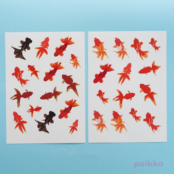 透明シール 金魚イラスト2 シール・ステッカー puikko 通販 7980027