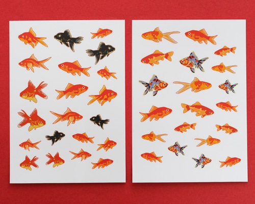 透明シール 金魚イラスト3 シール・ステッカー puikko 通販 8098319