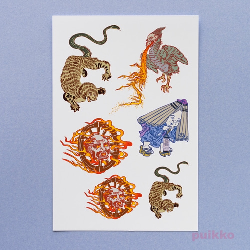 名品❗赤銅碁石型目貫　月に時鳥の図 縁頭：珠追龍図 Fuchigashira:Tamaoi Ryu Zu