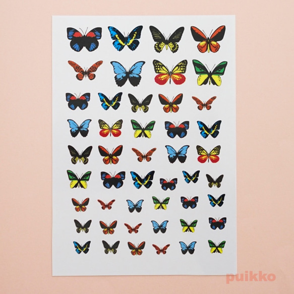 カラフルな蝶（白トナー版）　レジン封入用フィルム 1枚目の画像