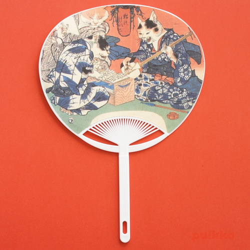 うちわ 浮世絵 歌川国芳「猫のけいこ」 その他インテリア雑貨 puikko