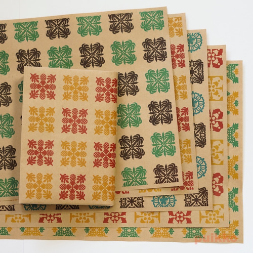 紙製ブックカバー ハワイアンキルト柄（カラー） ブックカバー puikko