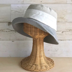 麻のクロッシェ・生成り×白×ライトグレー 3枚目の画像