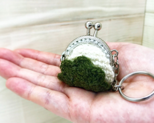 麻ひも・手編み】 柏餅がま口キーホルダー 【送料込】 がま口 feuilles