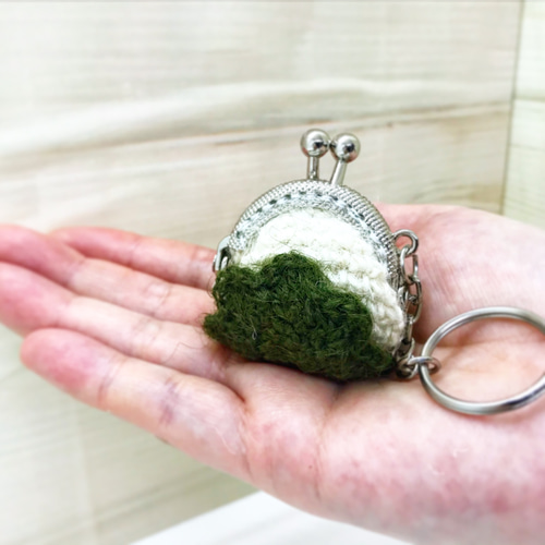 麻ひも・手編み】 柏餅がま口キーホルダー 【送料込】 がま口 feuilles