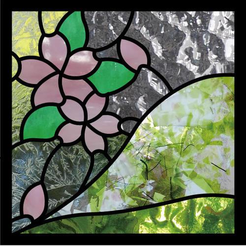 ステンドグラスパネル4点 TQ様オーダーステンドグラスパネル 4点セット サンキャッチャー