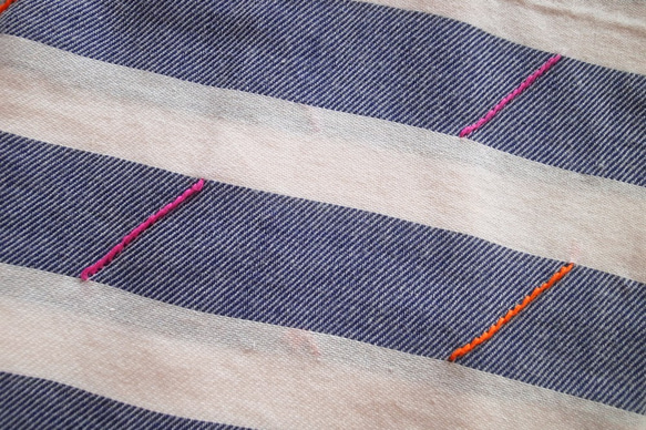 [乐拍子X TURN TURN] [フェアトレードフェアトレード]手編み長袖刺繍刺繍（ストライプ） 3枚目の画像