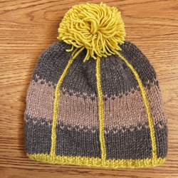 羊毛手編毛帽 西瓜紋 黃 第2張的照片