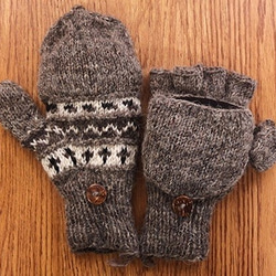 羊毛 手工編織 手套 經典 淺褐 第1張的照片