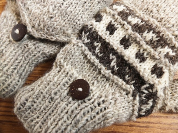 羊毛編織手套 經典 灰白 第3張的照片