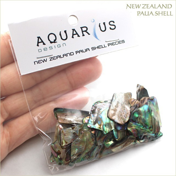 再入荷★アバロンシェル チップ 20g 素材 ニュージーランド産 パウア貝 天然 ビーチ 海　貝がら 3枚目の画像