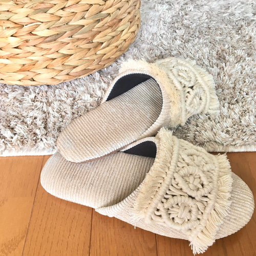 マクラメルームスリッパ✴︎good night スリッパ・ルームシューズ Po  