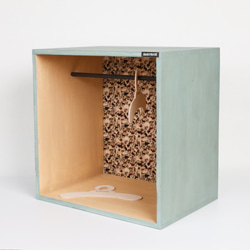 【ハンガーボックス】グリーン　木製　ぬいぐるみ洋服用　コスチュームハンガー　ハンドメイド　木工 3枚目の画像