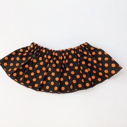 【シェリーメイコスチューム】ギャザースカート　ブラック生地オレンジドット柄　Sサイズコスチューム 1枚目の画像