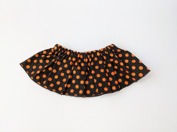 【シェリーメイコスチューム】ギャザースカート　ブラック生地オレンジドット柄　Sサイズコスチューム 1枚目の画像