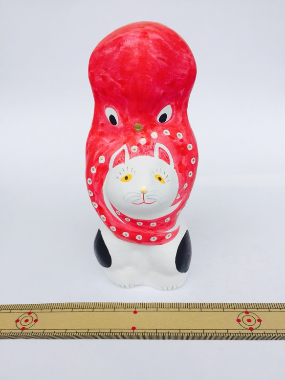 猫に蛸-白のたれ目- 相良人形 猫の置物 その他置物 nennneko