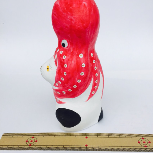 猫に蛸-白のたれ目- 相良人形 猫の置物 その他置物 nennneko