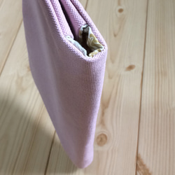 マスクケース　万能アイテム　便利に2か所　ピンク帆布✖ダマスク柄  （ピンク・山吹色）　　m-74 7枚目の画像