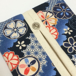 ボックスティッシュから詰替え　パタンと折りたたみ携帯ティッシュケース　二つ折り　和柄　花柄（ブルー・ピンク）　　54 6枚目の画像