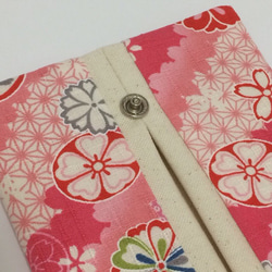 ボックスティッシュから詰替え　パタンと折りたたみ携帯ティッシュケース　二つ折り　和柄　花柄（ブルー・ピンク）　　54 7枚目の画像