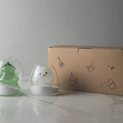スペシャル早期割♡デザインダブルウォールグラス　クリスマス「ツリーと雪だるま」 5枚目の画像