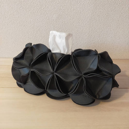 美品　ELEMOODティシュケース 幾何学的なお花のティッシュケース / ブラック その他インテリア雑貨