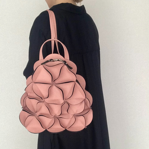 2Way幾何学的なお花のリュック・ショルダーバッグ-PINK 　ティッシュケース ■ABOUT TO