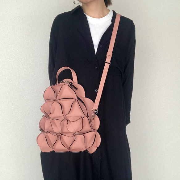 2Way幾何学的なお花のリュック・ショルダーバッグ-PINK 　ティッシュケース ■ABOUT TO