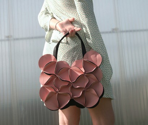 幾何花朵蝴蝶手提包/6508PINK 第1張的照片
