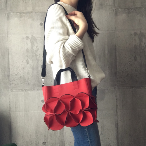 幾何学的なお花のミニショルダーバッグ/6524RED ショルダー