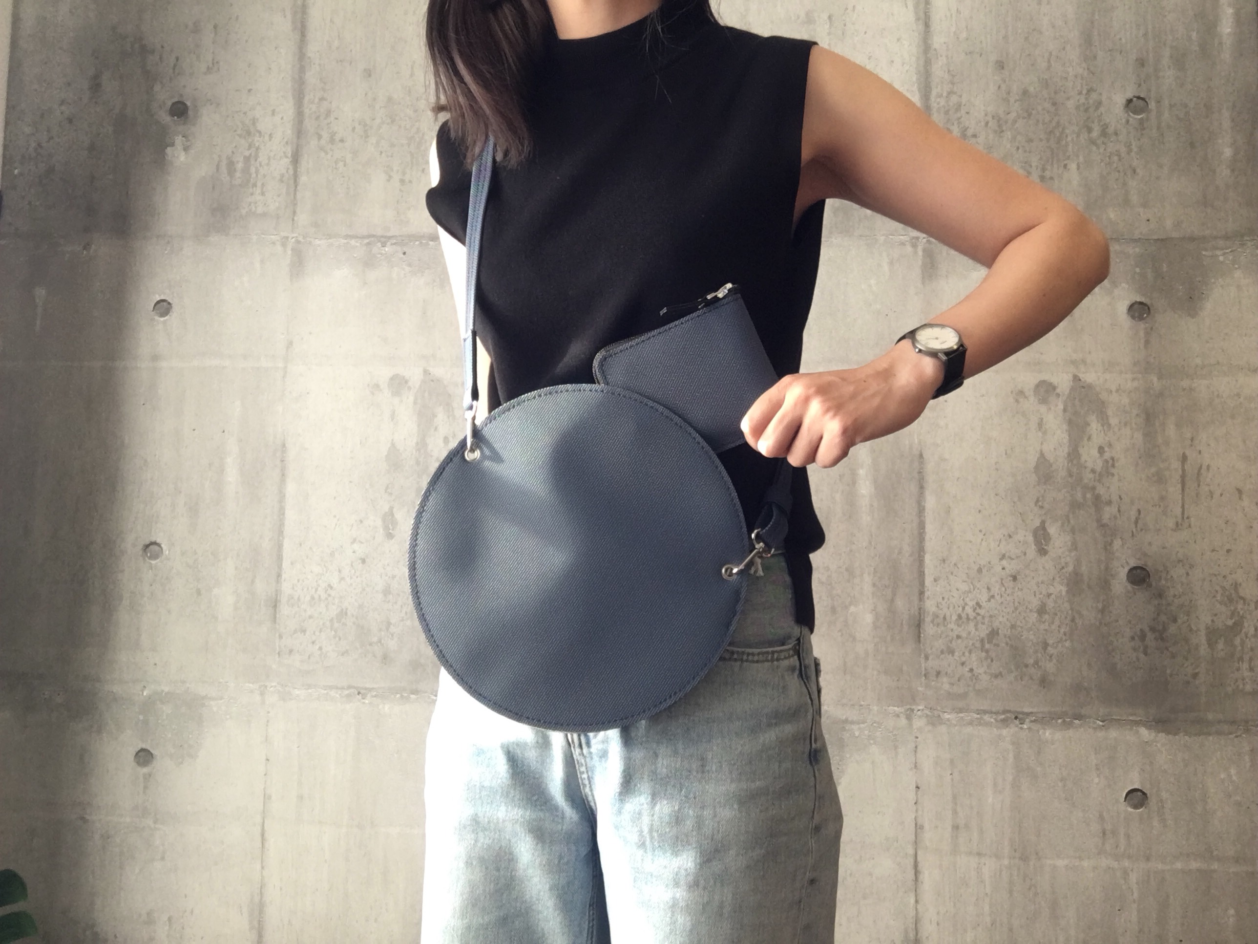 [Creema限定]二重の丸ポシェットとミニ財布セットnavy/white 15,400円