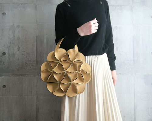 幾何学的なお花の丸いハンドバッグ/6547MUS ショルダーバッグ ELEMOOD
