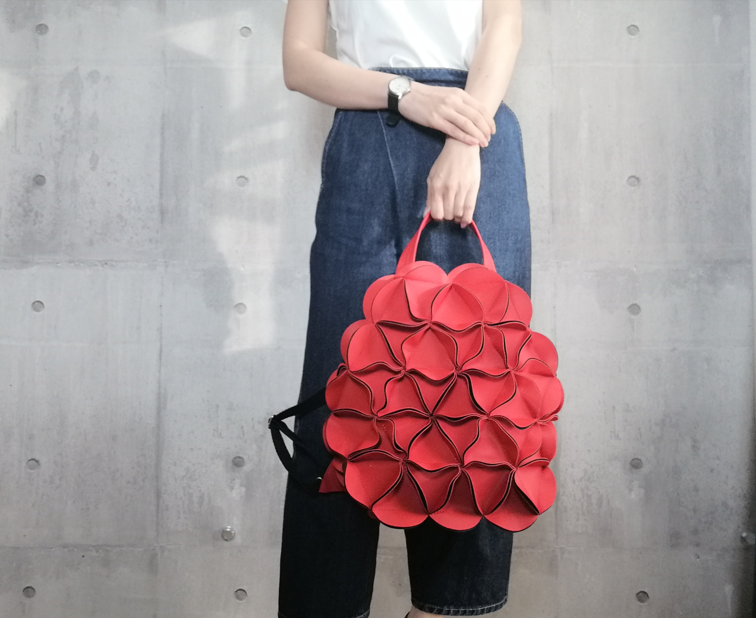 幾何学的なお花のリュック/RED