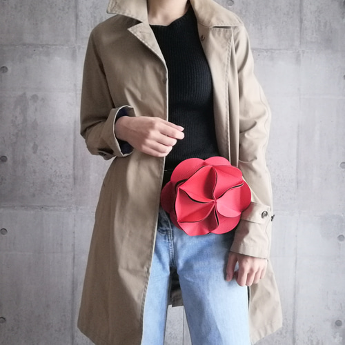 ELEMOOD エレムード幾何学的なお花の2wayウエストバッグ・ポシェット 幾何学的なお花の2wayウエストバッグ・ポシェット/6535RED