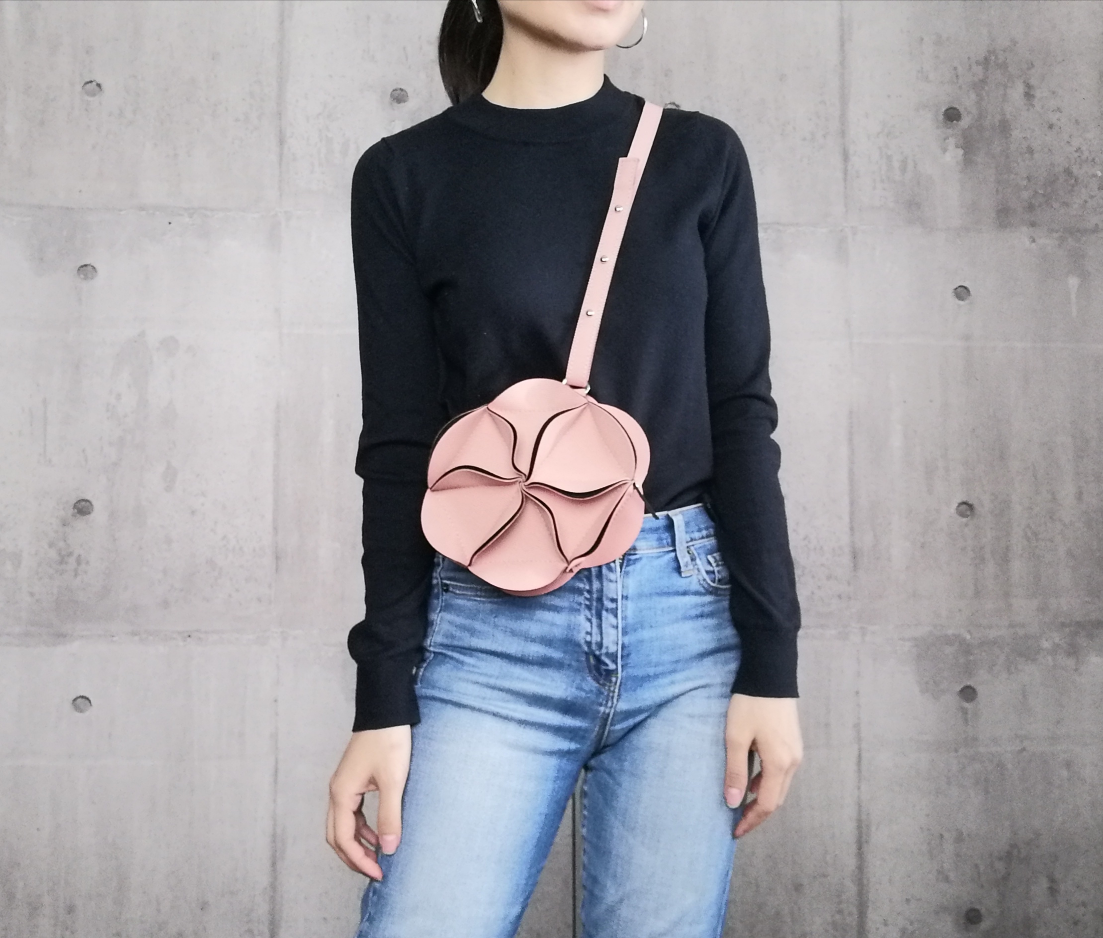 幾何学的なお花の2wayウエストバッグ・ポシェット/6535PINK