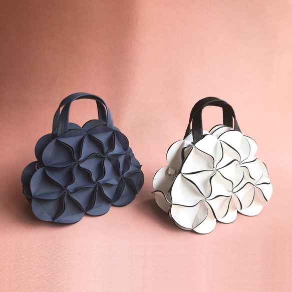 6色から2つ組合せ自由♪幾何学的なお花のミニボストンショルダーバッグ
