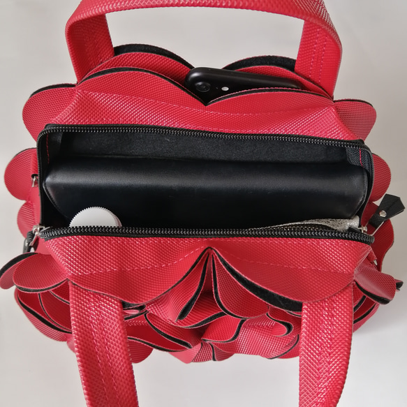 幾何学的なお花のミニボストンショルダーバッグ/6546BLACK TO