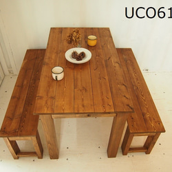 ダイニングテーブル【1200×800】（ダーク）アンティーク風・天然無垢材 2枚目の画像