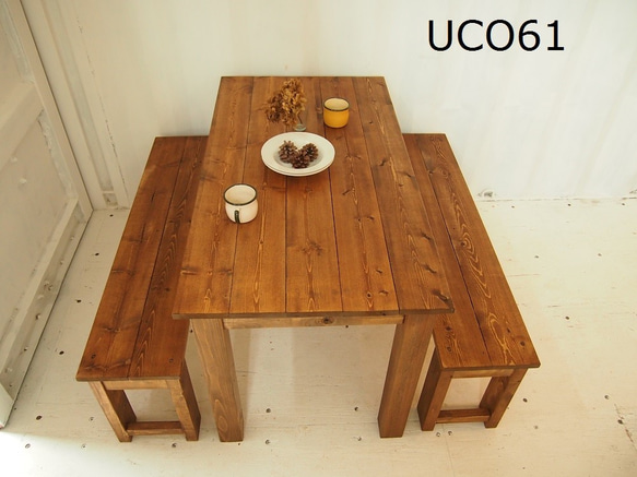 ダイニングテーブル【1200×800】（ダーク）アンティーク風・天然無垢材 2枚目の画像