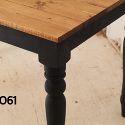 ろくろ脚 ダイニングテーブル　【1200×700】（ダーク×ブラック）黒・アンティーク風・天然無垢材 2枚目の画像