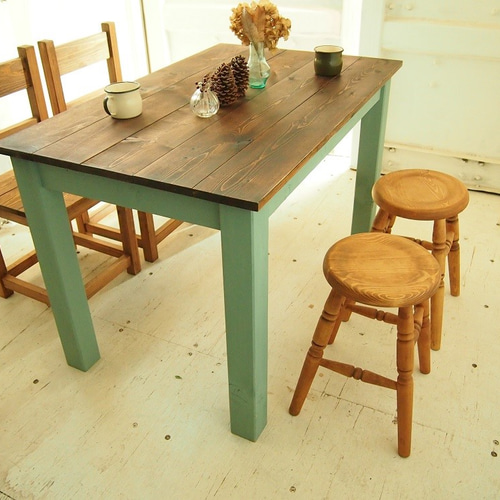 ダイニングテーブル無垢材 天然木アンティーク調チーク