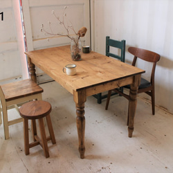 無垢材のダイニングテーブル【ハンドメイド家具】 癒されるダイニングテーブル】160-170×80cm/182×91cm 無垢材