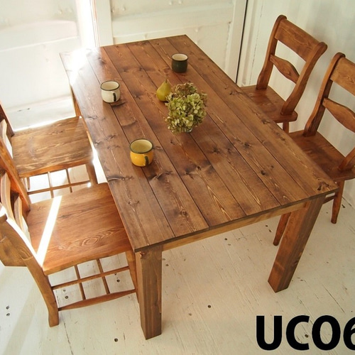 ダイニングテーブル【1300×800】（ダーク）アンティーク風・天然無垢材