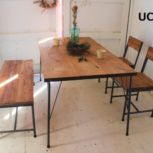 アイアン脚 ダイニングテーブル 【1300×700】（ダーク）アンティーク風