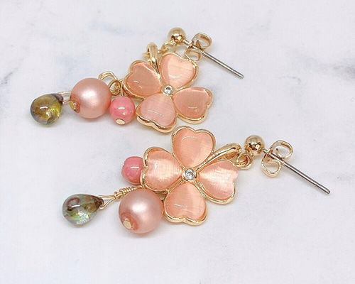 【美品】K18ピアス　四つ葉のクローバー　幸運　幸福 楽天市場】幸運四つ葉のクローバー 女性 6.4ct ペリドット 925