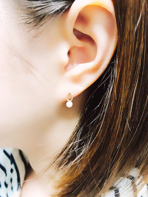 K18 tsubu drop × pearl pierce 2枚目の画像